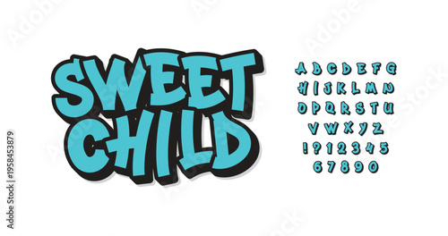 Alphabet with a cute and fun design. Compose alphabet concept. Vector illustration.