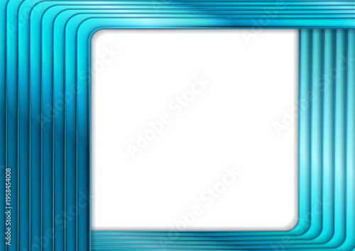 Blue glossy square frame abstract concept geometric background. Vector design