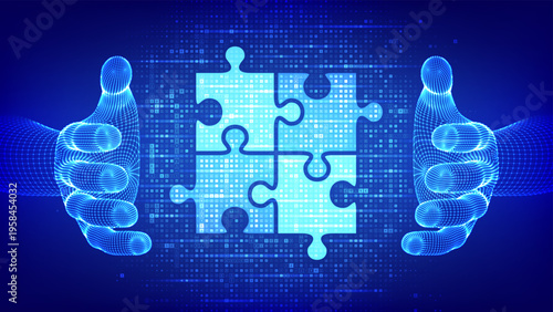 Teamwork icon made with currency symbols in hands. Business Partnership. Puzzle Team elements. Global financial cooperation. Dollar, euro, yen and pound icons. Background with currency signs. Vector.