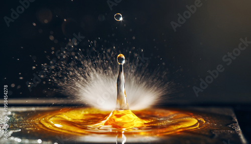 water drop falling into the dark