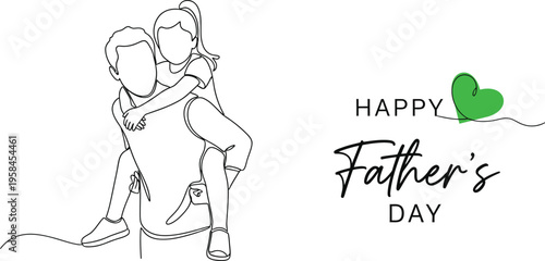 Happy father's day illustration of loving father and child embrace