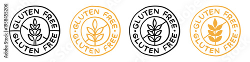Gluten Free Icon Hand-Drawn Icon Signs Set. Vector Celiac Diet Badge.