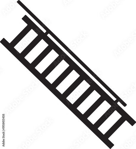 Vector railroad track icon, black