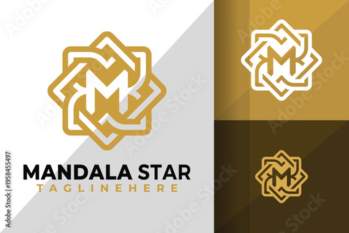 Letter M Mandala Star Logo Logos Design Element Stock Vector Illustration