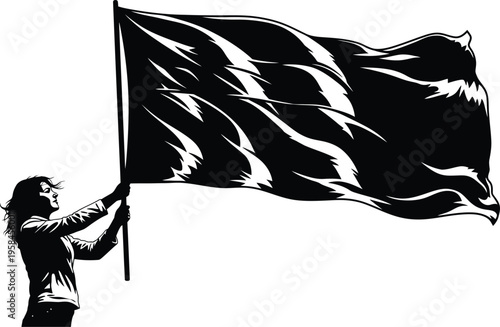 Independence day silhouette freedom flag waving silhouette