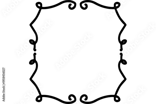 Ornate black frame, decorative border, elegant scroll design, empty label template