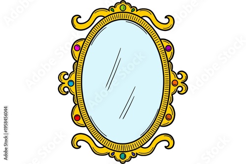 Ornate gold mirror frame, antique style, decorative border, ornamental design