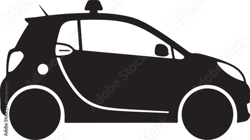 Black car silhouette, modern city vehicle, transportation icon, minimalist design
