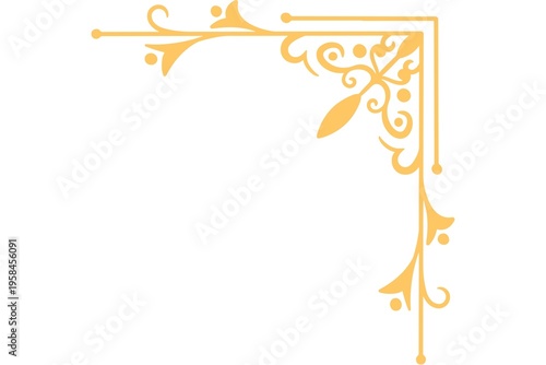 Golden ornate corner frame, decorative border, luxury design element, elegant flourish