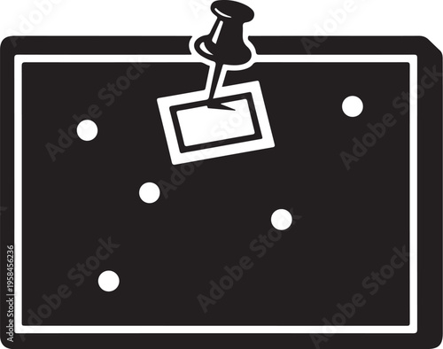 Black bulletin board with thumbtack, pinboard, notice board, memo board