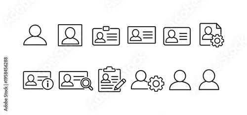 Collection of user profile and identity management icons for digital interfaces