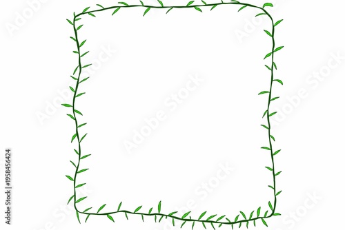 Green leafy border frame, natural wreath, foliage decoration, botanical design element