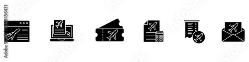 Airline ticket icon vector set. Flight ticket Illustration sign collection. Boarding pass symbol or logo.