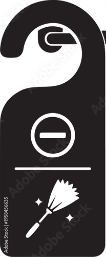 Do not disturb door hanger, cleaning sign, hotel room service icon, vector symbol