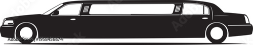 Black limousine, luxury car, limo icon, vehicle silhouette, transportation