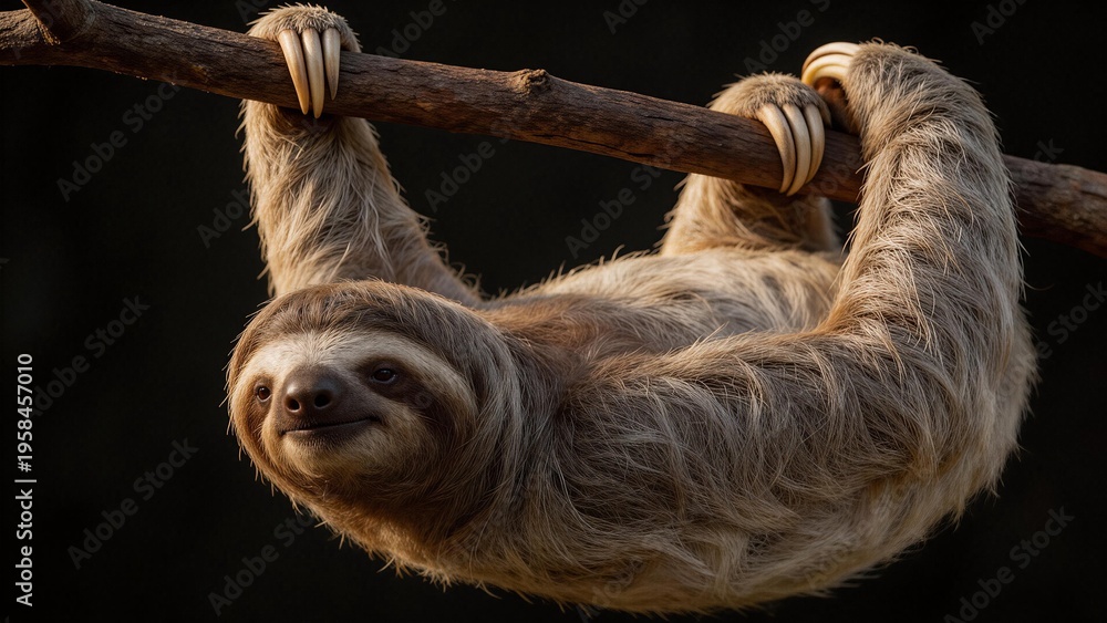 Fototapeta premium Sloth hanging from tree branch