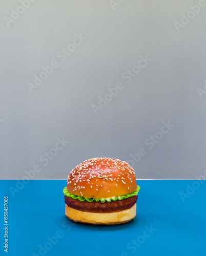 hamburger on blue background
