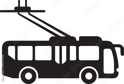 Trolleybus, city transport, vector icon, black silhouette