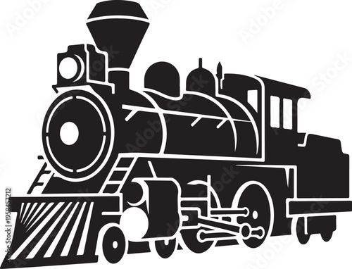Black silhouette of a vintage steam locomotive vector