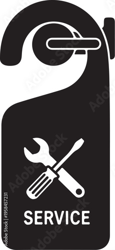 Black service door hanger icon vector