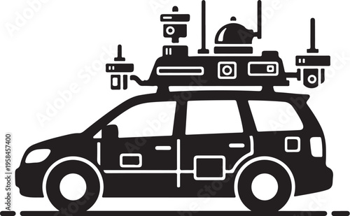 Autonomous vehicle, self-driving car, robot taxi, driverless transport, futuristic SUV