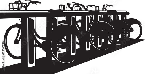 Set of 7 bicycle parking rack icons vector