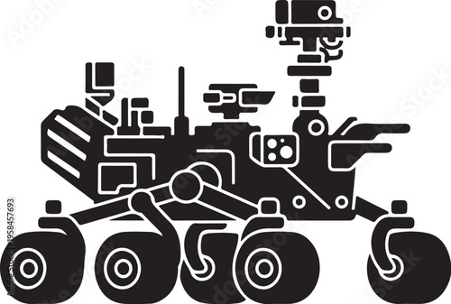 Vector Mars rover robot icon for website, banner, marketing