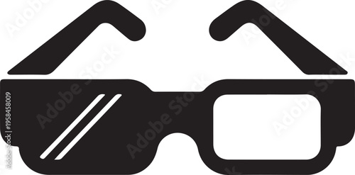 3D Glasses Icon Silhouette Isolated on Transparent Background Cinema Movie Vector