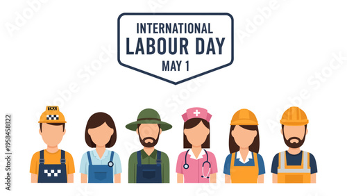 International Labour Day: A diverse representation of essential workers celebrated on May 1st, symbolizing the global appreciation for their dedicated service and contributions to society. 