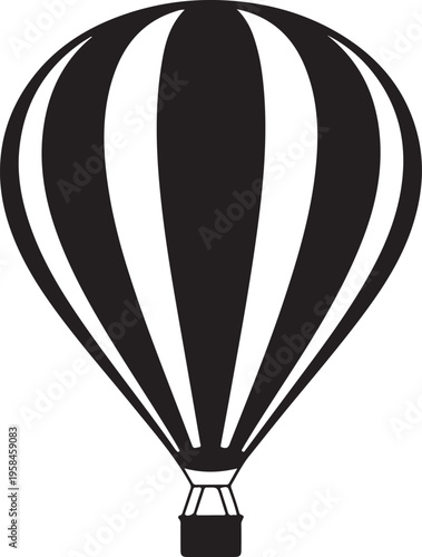 Hot Air Balloon Silhouette Isolated on Transparent Background Travel Adventure Vector