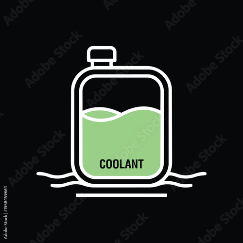 Car Radiator Antifreeze Coolant Jug Vector Icon - Green Engine Fluid Maintenance