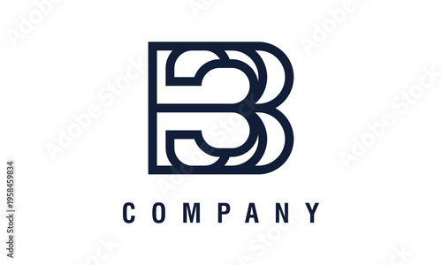 Minimalist B or B3 Letter Logo Graphic