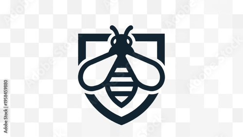 Bee Logo Design with Shield Emblem.