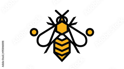 Stylized Bee Logo Design Element.