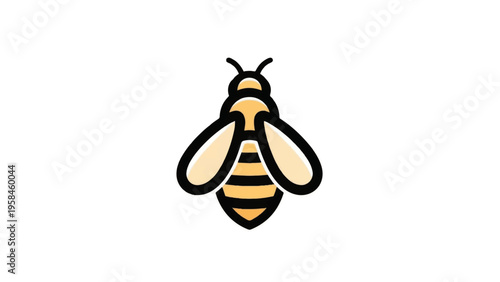 Yellow and Black Striped Bee Illustration.