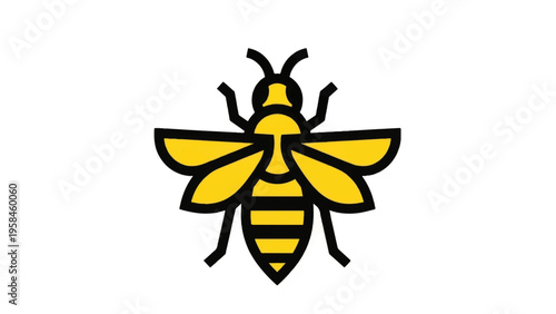 Yellow Bee Cartoon Illustration.