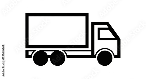 Simple Black and White Truck Icon for Transportation and Delivery.