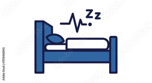 A person sleeps peacefully in a cozy bedroom with a bed and pillow, surrounded by a calm atmosphere and falling asleep sound.