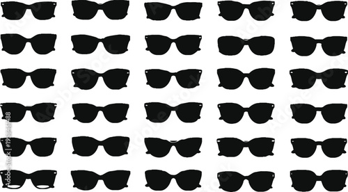 Collection of black bow ties on white background