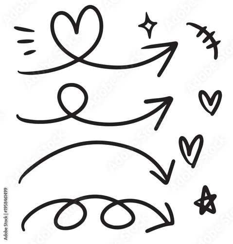 手書きの矢印セット ベクター イラスト