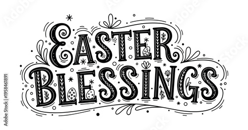 Christian Easter typography, inspirational religious lettering decorative vintage style
