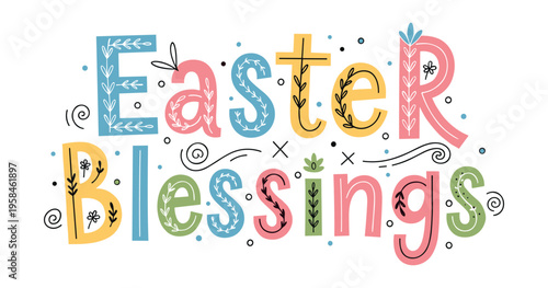 Christian Easter typography, inspirational religious lettering decorative vintage style