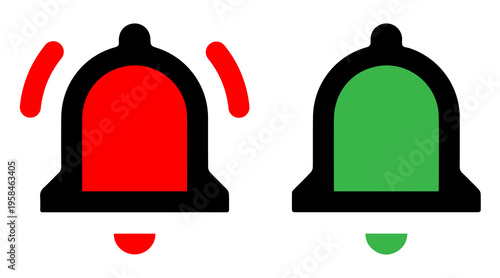 Simple notification bells in flat style with vibrating motion icons