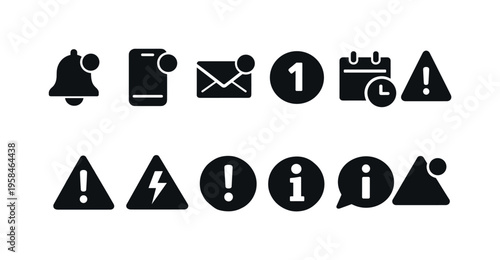 Collection of modern notification and alert icons for digital interfaces