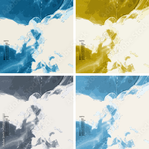 North Polar Wide Bathymetric Ocean Depth Map - Gnomonic Projection - Scalable Multi-Color Seafloor Relief Topography with Depth Legend Showing Continental Shelves Mid-Ocean Ridges and Abyssal Plains