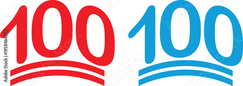 Red 100 Percent Emoji in Grunge Style – Modern Vector Icon Illustration