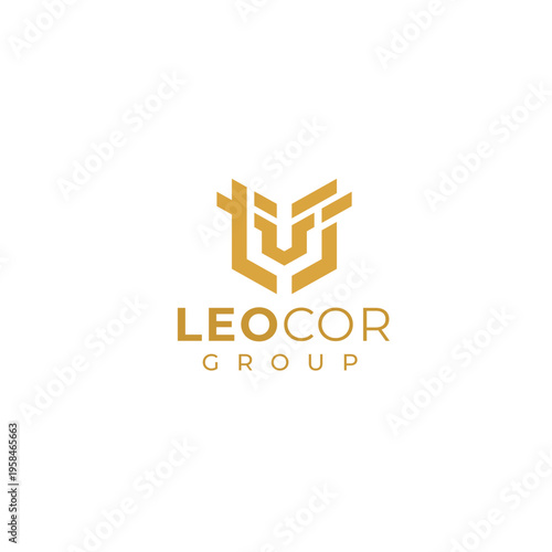 Golden LEOCOR GROUP Company Logo Design.
