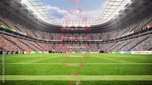 Animation of data processing over sports stadium