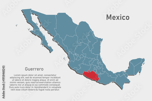 Vector map of Mexico - Guerrero State