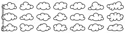 Hand Drawn Outline Cloud Icons Set for Weather and Computing Concepts